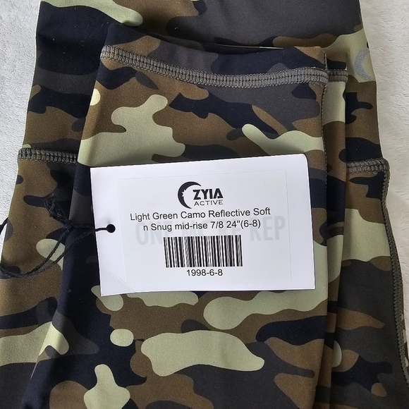 NWT Zyia Active Camo 7/8 Leggings Size 4 & 6 Light Green Reflective Soft & Snug - Picture 11 of 15